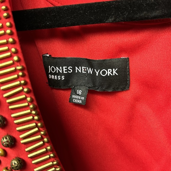 NWT JONES OF NEW YORK RED MIDI DRESS 16 - Picture 3 of 9